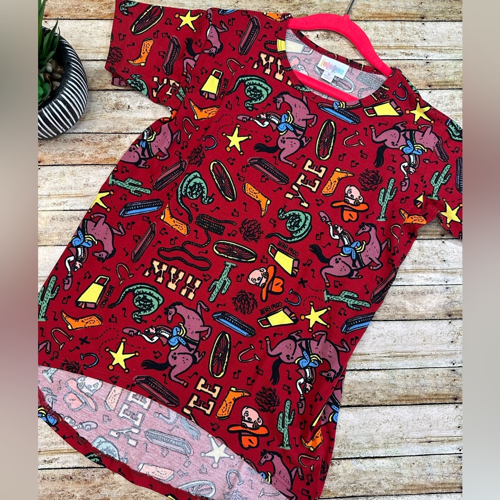Red Western Cowboy Kids Shirt (vaulted LuLaRoe, vintage LLR)